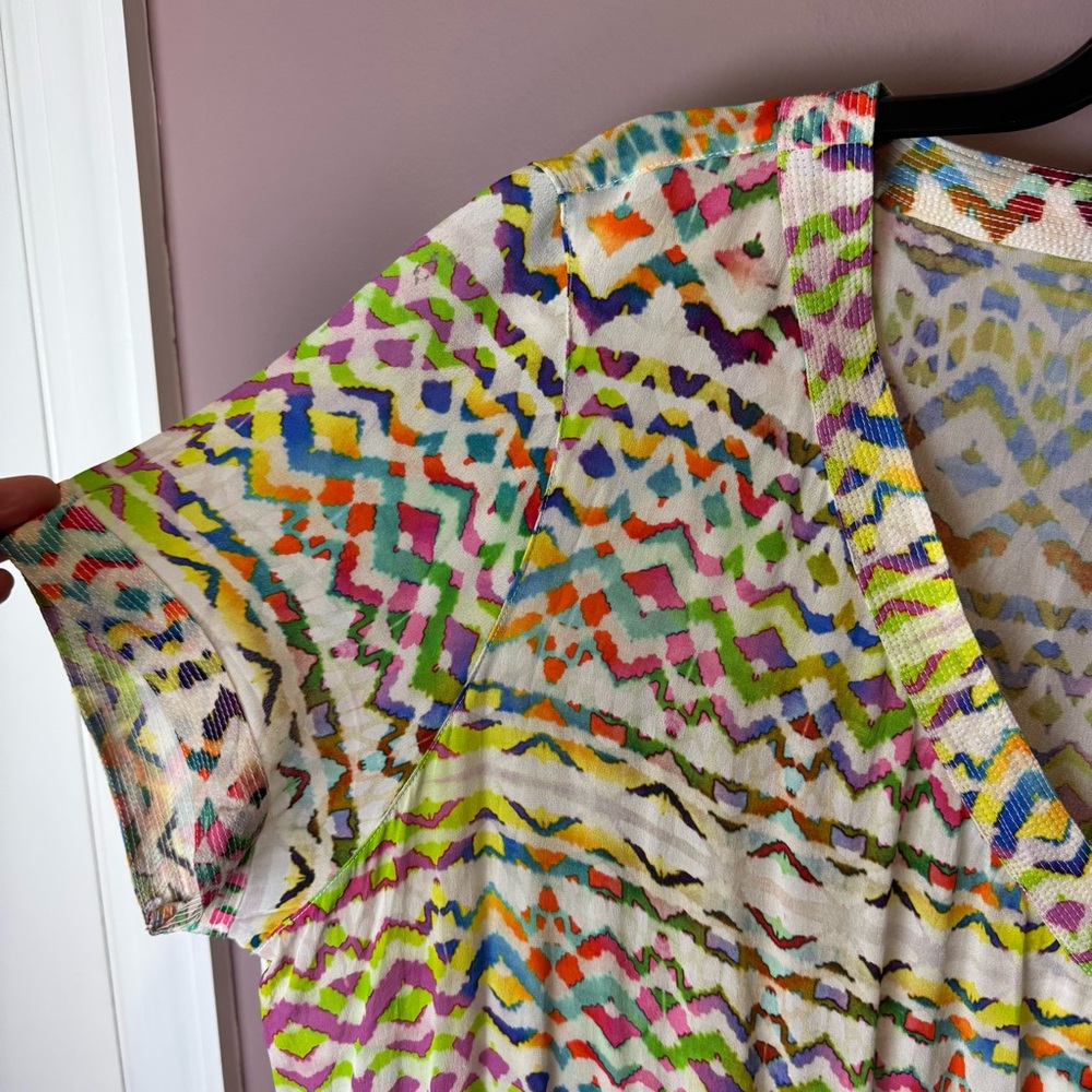 Sahara London Beautiful Print V-Neck Viscose Tunic Top 14-16 - Picture 4 of 10